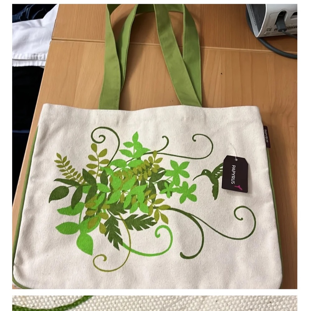 Swashy Green Tote by Papyrus with green hummingbird so pretty